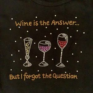 Smart Tees “Wine is the answer” -Fun Wine Sayings Embellished Colored Stones